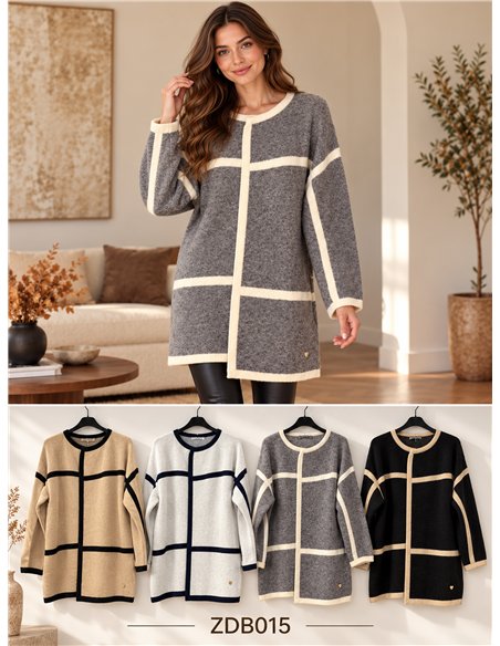 Cardigan a righe a contrasto
