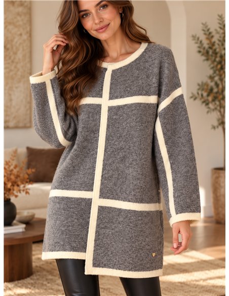 Cardigan a righe a contrasto