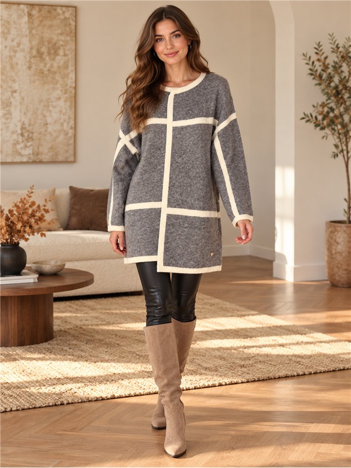 Cardigan a righe a contrasto