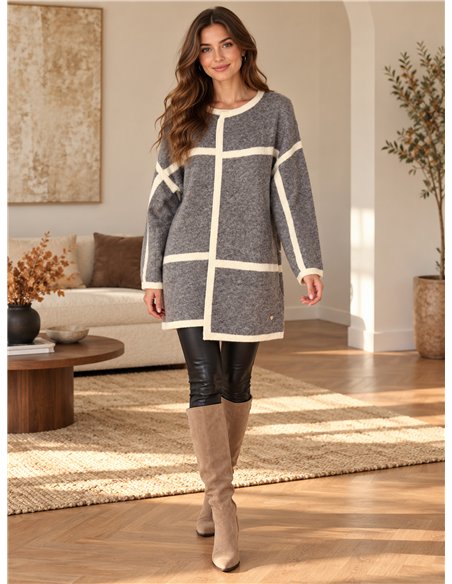 Cardigan a righe a contrasto