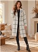 Long checked knit coat