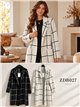 Long checked knit coat