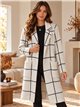 Long checked knit coat