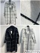 Long checked knit coat