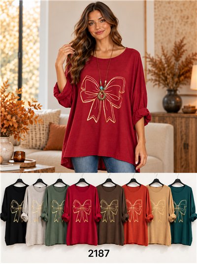 Jersey amplio estampada lazo con collar 2