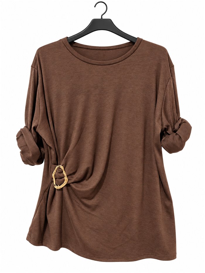 Suéter oversized franzido com fivela