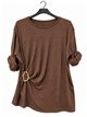 Suéter oversized franzido com fivela