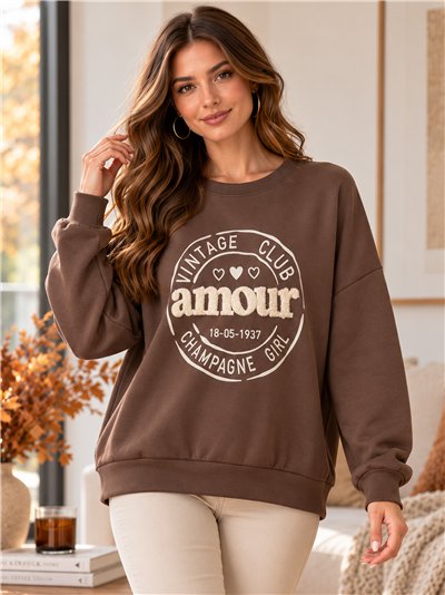 Moletom oversized com estampa Amour