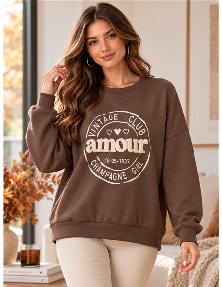 Moletom oversized com estampa Amour