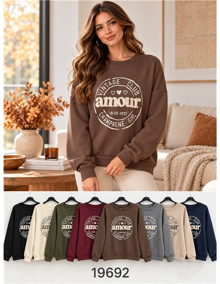 Moletom oversized com estampa Amour