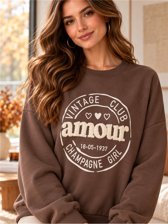 Moletom oversized com estampa Amour