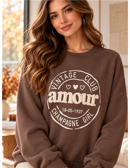 Moletom oversized com estampa Amour