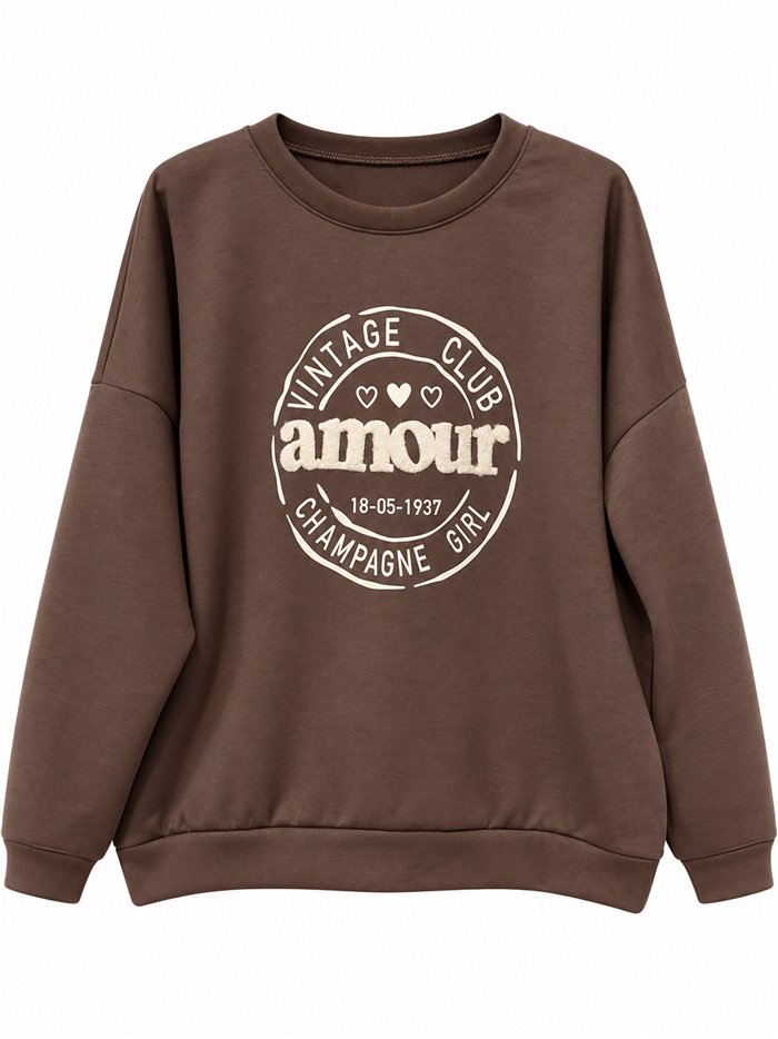 Moletom oversized com estampa Amour