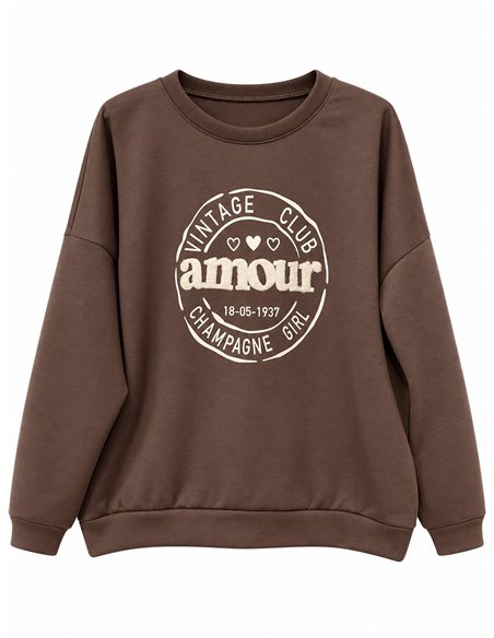 Moletom oversized com estampa Amour