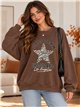 Moletom oversized com estrela de estampa animal