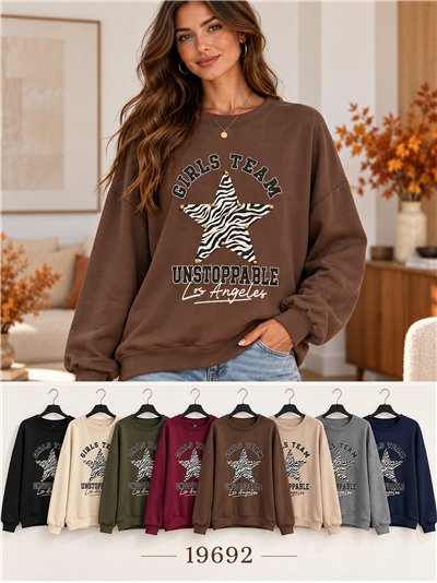Moletom oversized com estrela de estampa animal 2