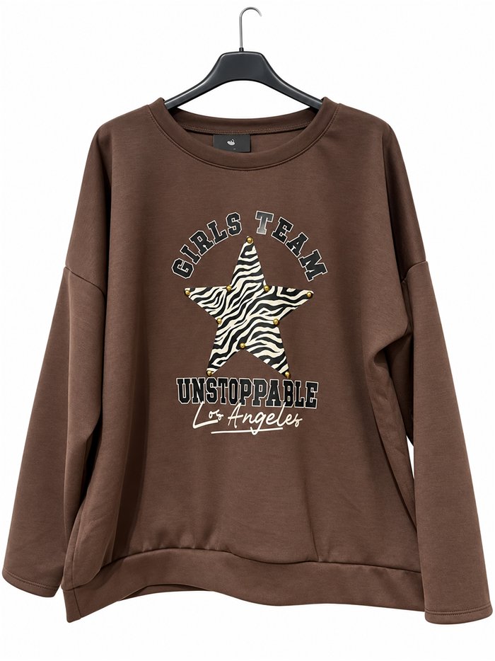 Moletom oversized com estrela de estampa animal
