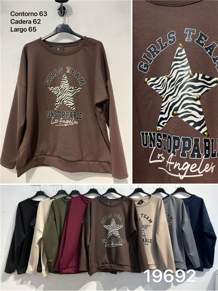 Moletom oversized com estrela de estampa animal