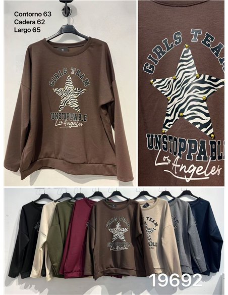 Moletom oversized com estrela de estampa animal