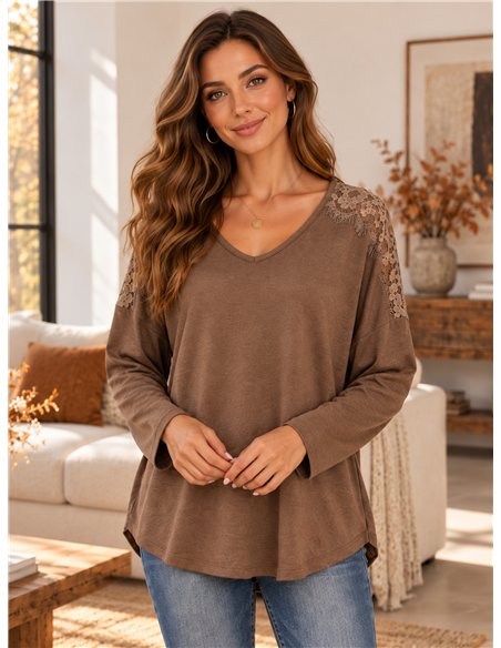 Suéter plus size com ombros ajustáveis ​​por cadarço