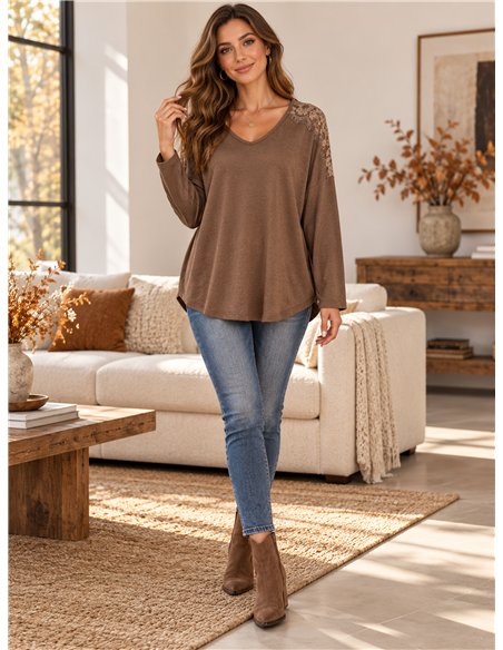 Suéter plus size com ombros ajustáveis ​​por cadarço