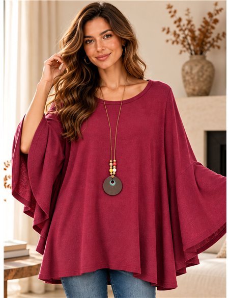 Suéter oversized com gola de manga flare