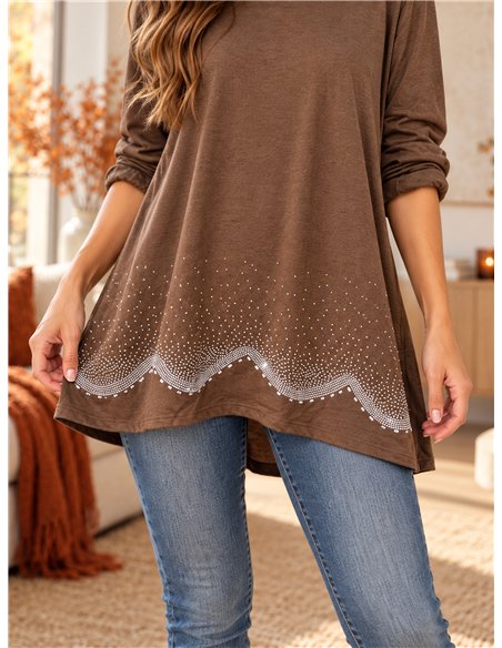 Suéter plus size com barra de strass