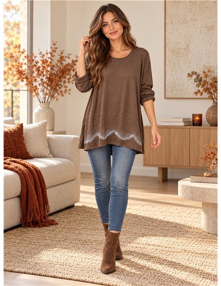 Suéter plus size com barra de strass