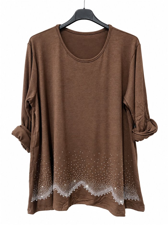 Suéter plus size com barra de strass