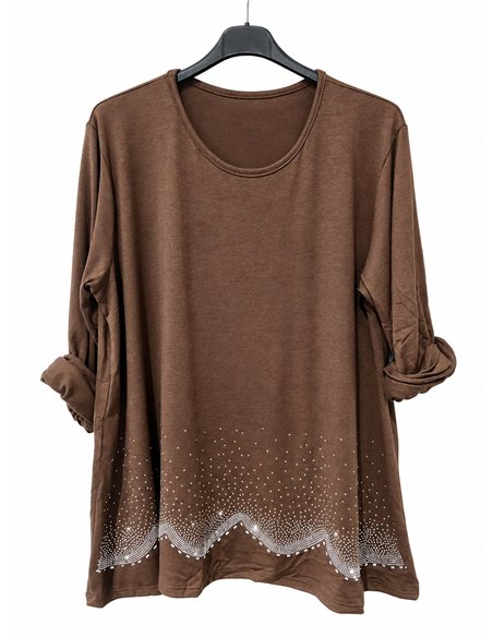 Suéter plus size com barra de strass