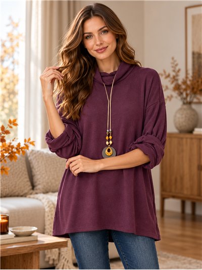 Suéter de gola alta oversized com gola