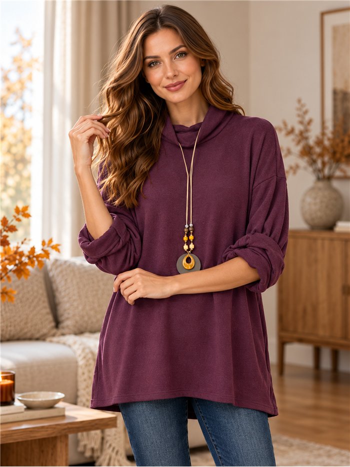 Suéter de gola alta oversized com gola