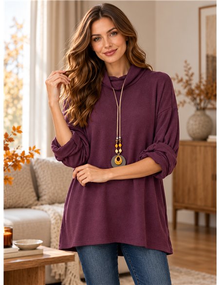 Suéter de gola alta oversized com gola