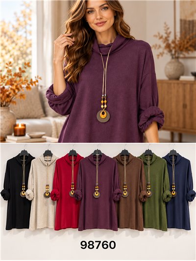 Suéter de gola alta oversized com gola 2