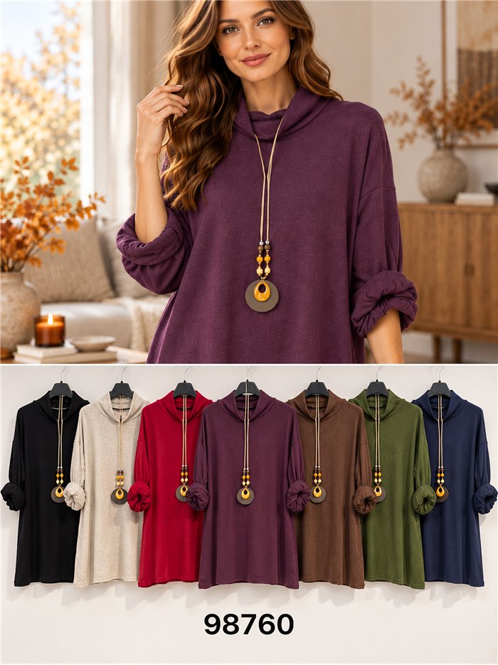 Suéter de gola alta oversized com gola