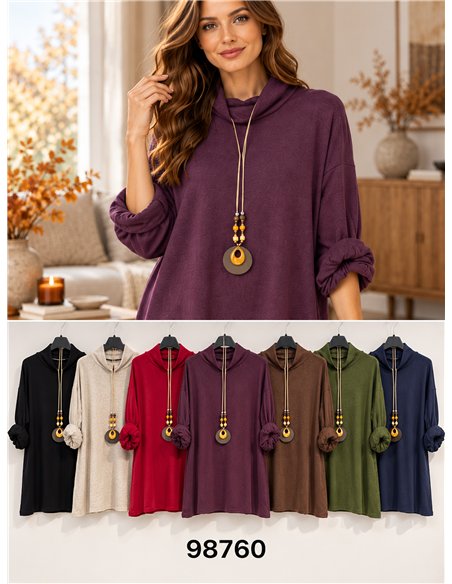 Suéter de gola alta oversized com gola