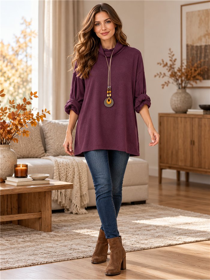 Suéter de gola alta oversized com gola