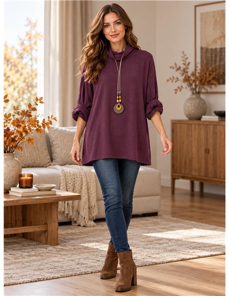 Suéter de gola alta oversized com gola