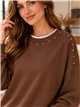 Moletom com efeito de camisa e tachas