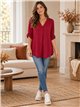 Suéter plus size de malha fina com decote em V