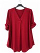 Suéter plus size de malha fina com decote em V