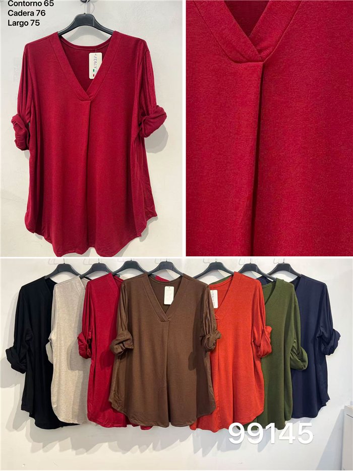 Suéter plus size de malha fina com decote em V