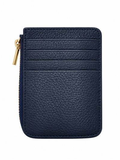 Leather compact zip card holder