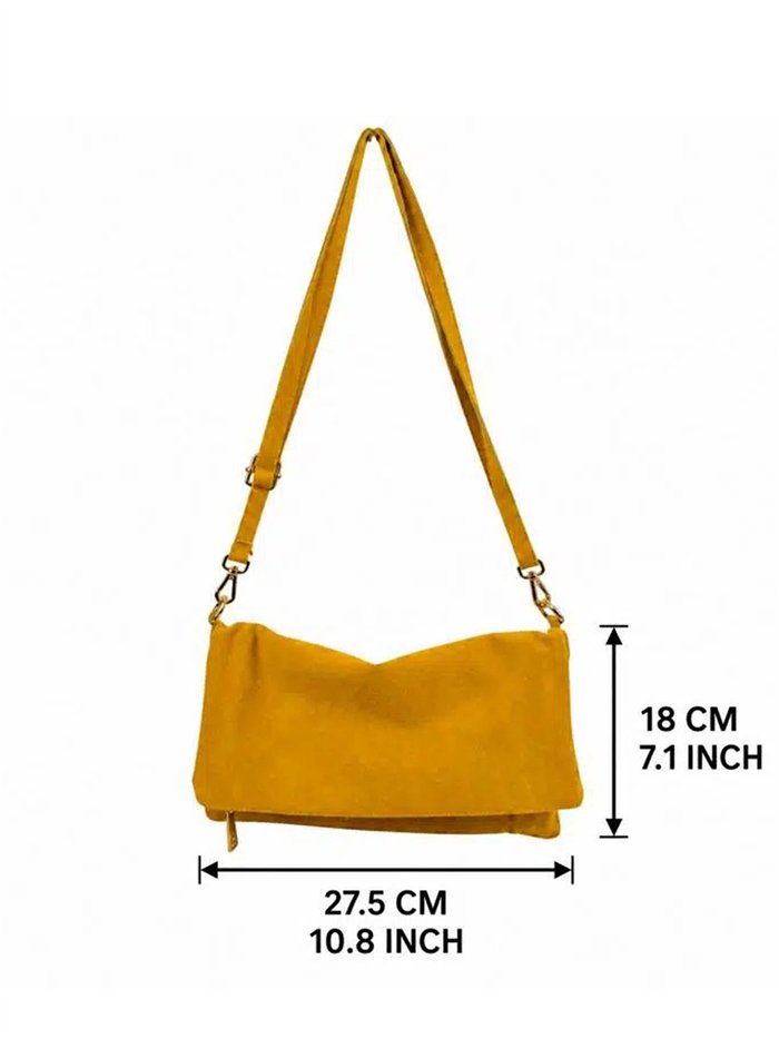 Sac bandoulière en cuir suédé avec rabat