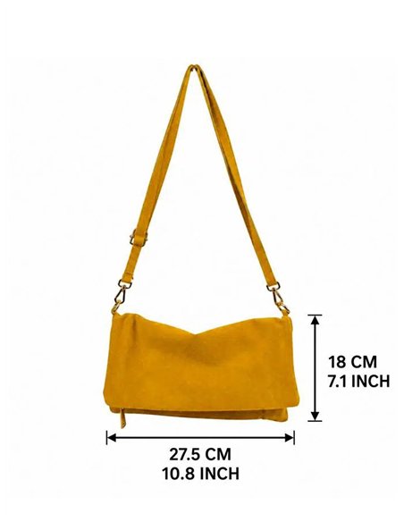 Sac bandoulière en cuir suédé avec rabat