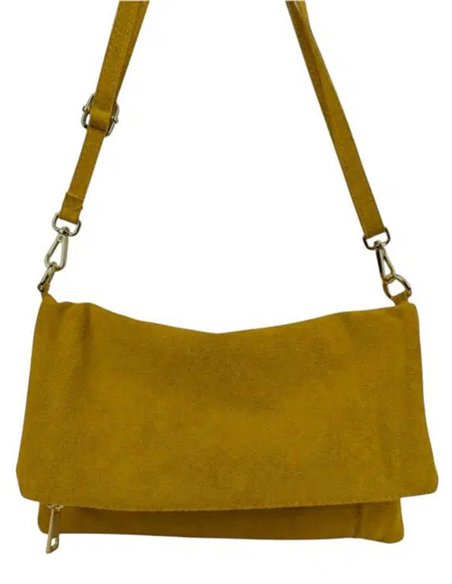 Sac bandoulière en cuir suédé avec rabat