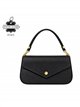 Mini bolsa estilo envelope em couro com corrente dourada