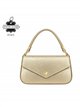Mini bolsa estilo envelope em couro com corrente dourada