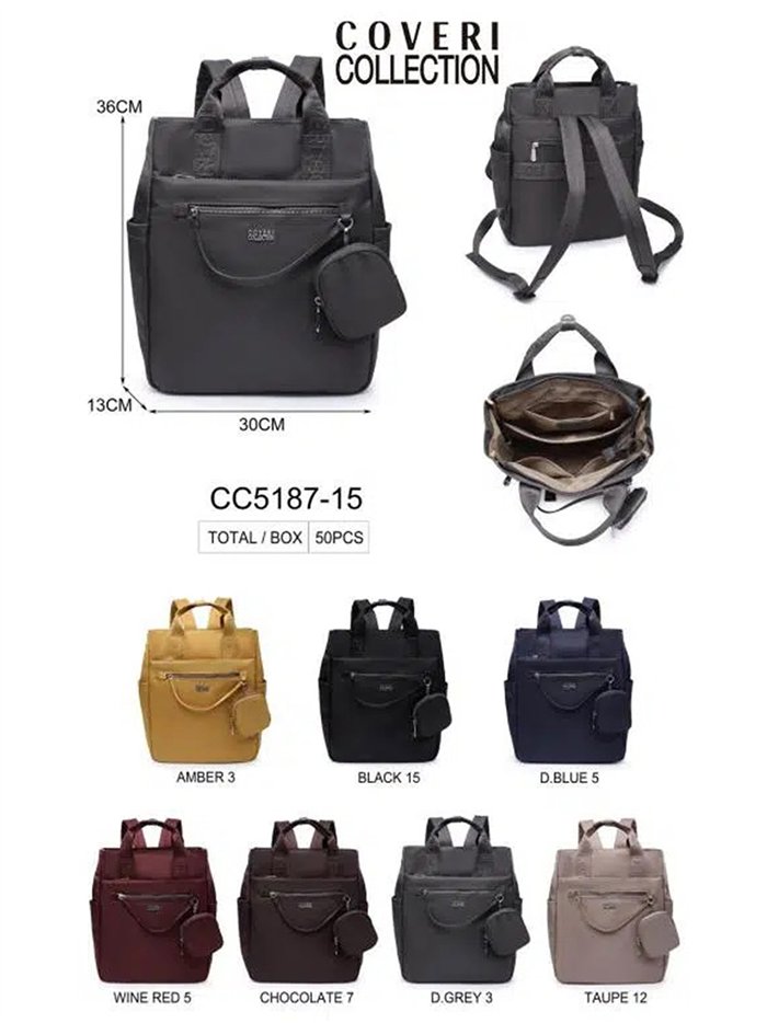 Zaino in nylon Coveri Collection con portamonete removibile.
