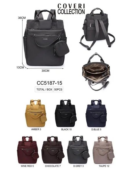 Zaino in nylon Coveri Collection con portamonete removibile.